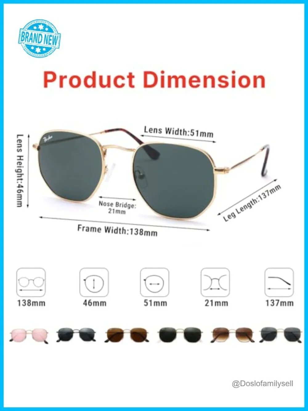 Hexagonal Metal Frame Sunglasses with Real Glass Lenses UV400 Protection Unisex